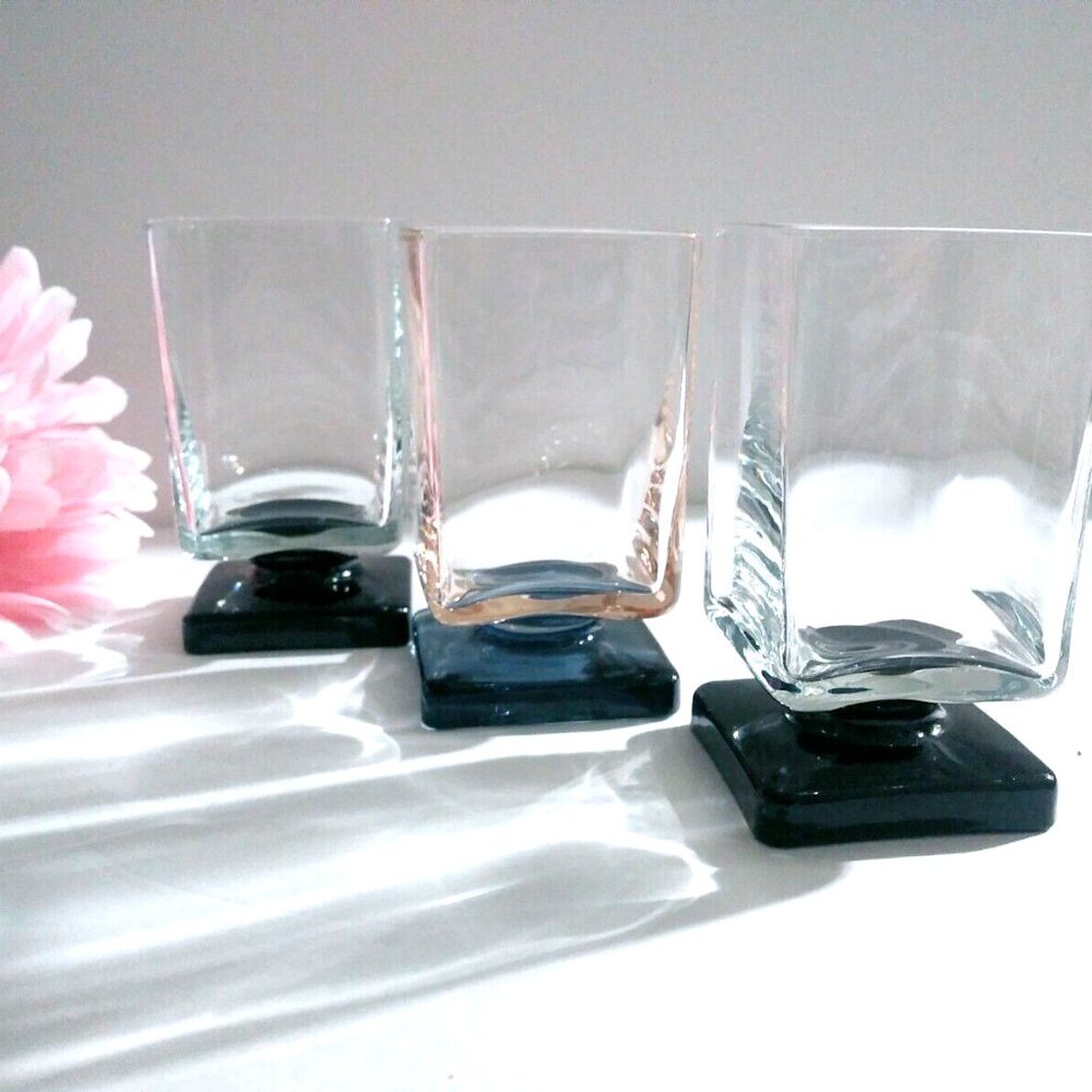 Cristal D'Arques Glasses Pink, Blue, Black Amaretto